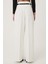Kemer Detaylı Yüksek Bel Geniş Paça Pantolon Ekru 10