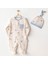 AC25919 Romper Hat Set Dino Bebek Tulum Takım Beige 1