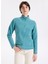 D5WL-SWT3302 Mint Fermuarlı Yaka Basic Düz Kadın Polar Sweatshırt 3