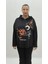 Büyük Beden Kapüşonlu Taşlı Uzun Kol Oversize Kadın Sweatshirt 1