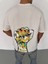 Unisex Bisiklet Yaka Baskılı Oversize T-Shirt - Beyaz 3
