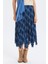 Desenli Şifon Midi Bohem Etek Lacivert 2