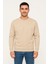 Erkek Üç Iplik Düz Bisiklet Yaka Sweatshirt - Bej 4