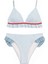 Kadın Frill Wave Su Taşı Aksesuarlı Bikini Takımı Mavi 2