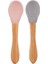 Bambu Saplı Silikon Mama Kaşığı 2li Pinky Pink Powder Grey 1