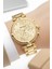 Kadın Kol Saati Çelik Kordon Çelik Kasa Taşlı Bileklik Hediyesi ile Gold ZMFER045 6