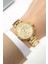 Kadın Kol Saati Çelik Kordon Çelik Kasa Taşlı Bileklik Hediyesi ile Gold ZMFER045 8