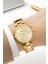 Kadın Kol Saati Çelik Kordon Çelik Kasa Taşlı Bileklik Hediyesi ile Gold ZMFER045 9