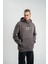 Üç Iplik Kapşonlu Dijital Patchli Sweatshirt - Füme 6