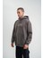 Üç Iplik Kapşonlu Dijital Patchli Sweatshirt - Füme 7