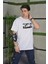Unisex Bisiklet Yaka Baskılı Oversize T-Shirt - Beyaz 2