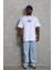 Unisex Oversize Baskılı Bisiklet Yaka T-Shirt - Beyaz 2