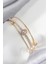 Pirinç Zirkon Taşlı Baget Model Gold Renk Kadın Bileklik - TJ-BB7863 1