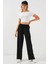 Kadın Bdart Yüksek Bel Rahat Kesim Geniş Paça Pantolon Siyah 3