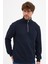 Erkek Lacivert Standart Fit Normal Kesim Pamuklu Yarım Fermuarlı Dik Yaka Pamuklu Sweatshirt 4