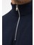 Erkek Lacivert Standart Fit Normal Kesim Pamuklu Yarım Fermuarlı Dik Yaka Pamuklu Sweatshirt 5
