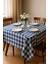 Fiber Kareli Masa Örtüsü Sofra Bezi Ekose Desen 160X160 cm Mavi 2