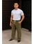 Erkek Fitilli Kadife Cepli Buggy Pantolon Oversize Rahat Kalıp - Haki 1