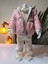 Kız Bebek Montlu Üçlü Takım (Omuzdan Çıtçıtlısweatshirt+ Mont +Pantolon) 2
