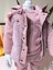 Kız Bebek Peluş Deri Üçlü Takım (Omuzdan Çıtçıtlısweatshirt+Deri Detaylı Kapşonluyelek+Pantolon) 3
