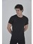 Erkek Gögüs Fileli Slim Fit T-Shirt - Siyah 1