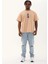 Unisex Oversize Baskılı Bisiklet Yaka T-Shirt - Bej 3