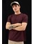 Canary Bordo Bisiklet Yaka Gofre Baskılı Modal Kumaş Standard Fit Erkek Tshirt 8