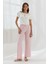 Beli Lastikli Gofre Pantolon Pembe 4