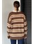 Kadın Yarım Düğmeli Çizgi Desenli Triko Kazak P-00019019 4
