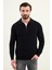 Dokulu Slim Fit Fermuarlı Polo Yaka Erkek Triko Kazak 1