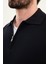 Dokulu Slim Fit Fermuarlı Polo Yaka Erkek Triko Kazak 2