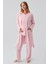 Uzun Kollu Düğmeli Esnek Viskoz Hamile Sabahlık Pijama Takım 18302 1