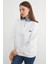 3 Iplik Kalp Nakışlı Polo Yaka Denim Detaylı Sweatshirt 7