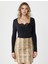 Siyah Dar Kesim Kare Yaka Dantel Detaylı Örme Bluz 6