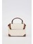Kapitone Nakış, Zincir Örgü ve Metal Zımba Detaylı Küçük Boy Kadın El ve Omuz Çantası LV930580 Krem 4