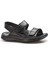 Erkek Günlük Rahat Yazlık Plaj Hafif Çift Bantlı Düz Sandalet Siyah 018mag-208-71 8