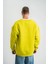 Geniş V Yaka Kol Ribana Detaylı Sweatshirt - Sarı 5