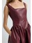 Kolsuz Midi Boy Deri Elbise Bordo 12445584000 3