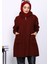 Bordo Fermuarlı Cepli Buklet Kaban 3
