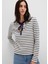 Düğme Detaylı Çizgili Tişört 1613394-86625 1