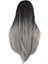 Düz Perçemli Uzun Fiber Sentetik Peruk / Siyah / Gri Ombreli 5