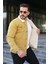 Erkek Trend Kışlık Içi Kürklü Sarı Kot Ceket 2