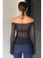 Kadın Madonna Yaka Ispanyol Kol Likralı Transparan Bluz P-00019008 4