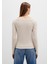 Uzun Kollu Geniş Yaka Bej Tişört 1613596-85576 4
