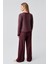 Uzun Kollu Düğmeli Esnek Yumuşak Dokulu Viskoz Pijama Takım 18204 3