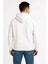Erkek Üç Iplik Kapüşonlu Tam Fermuarlı Kanguru Cepli Sweatshirt Hoodie - Beyaz 2