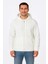 Erkek Üç Iplik Kapüşonlu Tam Fermuarlı Kanguru Cepli Sweatshirt Hoodie - Beyaz 4