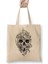 Skull Flame Beyaz Bez Çanta Uzun Saplı Alışveriş Çantası Plaj Çantası 1
