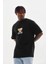 Unisex Baskılı Oversize T-Shirt - Siyah 6