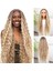 Afro Dalga Kumral Balköpüğü Ombre ve Röfleli Fiber Sentetik Tül Peruk 1